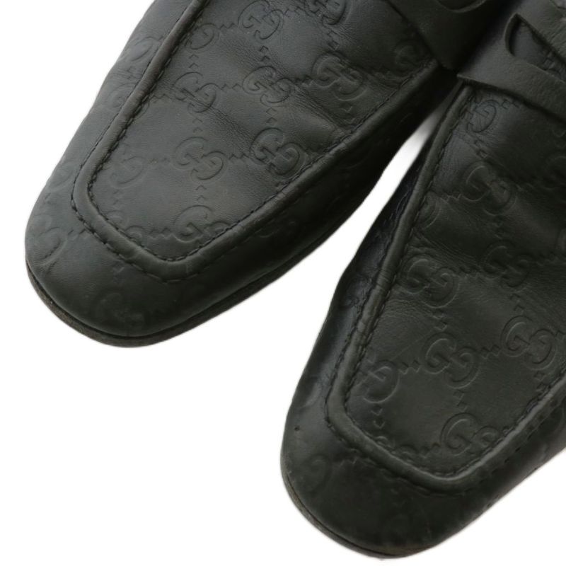 Gucci Loafer Leather Square Toe GG Pattern Shape Push 6.5 25.5cm (10.04in)
