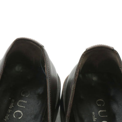 Gucci Loafers Leather Square Toe Interlocking Silver Hardware 6.5 25.5cm