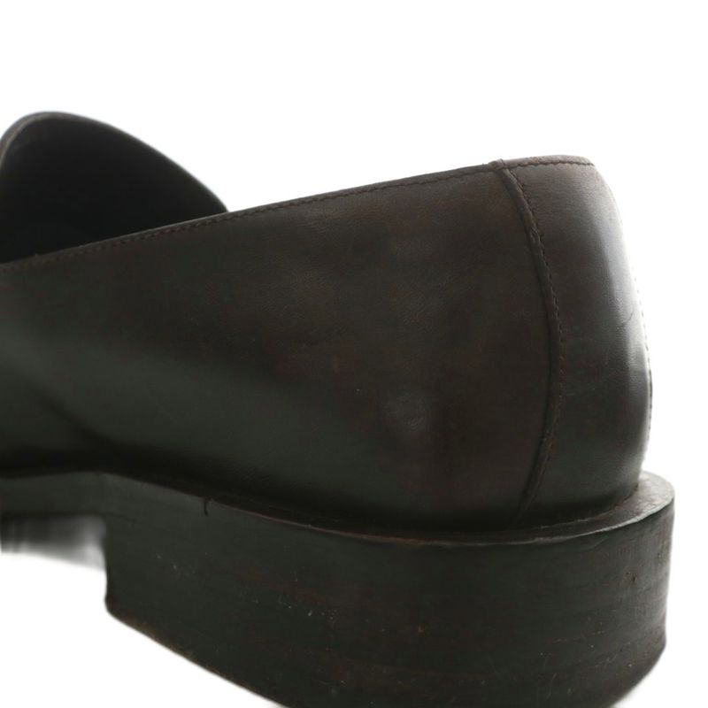 Gucci Loafers Leather Square Toe Interlocking Silver Hardware 6.5 25.5cm