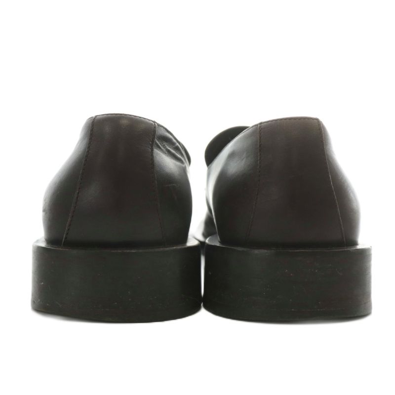 Gucci Loafers Leather Square Toe Interlocking Silver Hardware 6.5 25.5cm