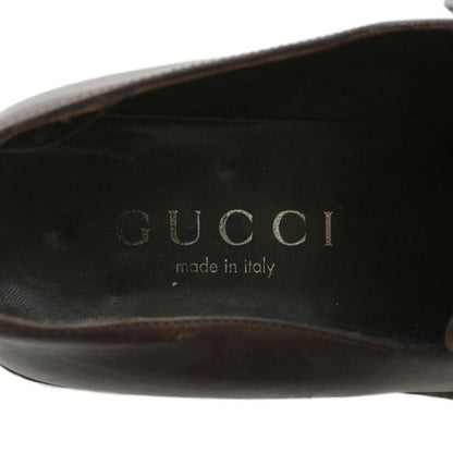 Gucci Loafers Leather Square Toe Interlocking Silver Hardware 6.5 25.5cm