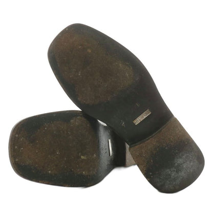 Gucci Loafers Leather Square Toe Interlocking Silver Hardware 6.5 25.5cm