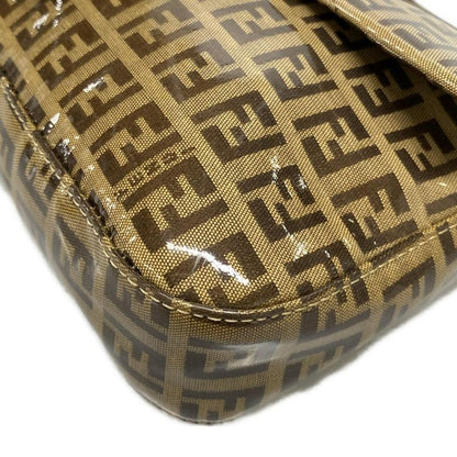Fendi Handbag Mamma Bucket Zucchino Pattern 26424 Dark Brown And Beige Leather