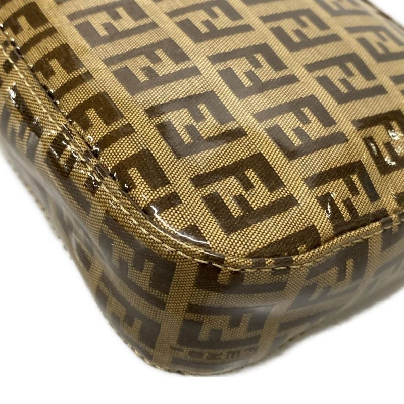 Fendi Handbag Mamma Bucket Zucchino Pattern 26424 Dark Brown And Beige Leather