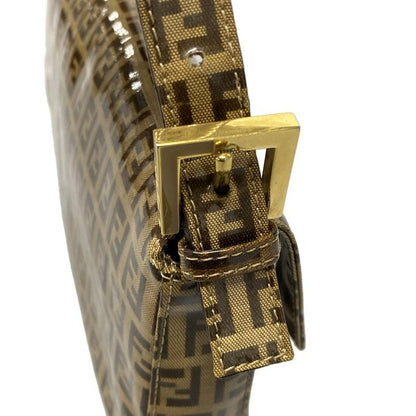 Fendi Handbag Mamma Bucket Zucchino Pattern 26424 Dark Brown And Beige Leather