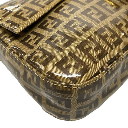 Fendi Handbag Mamma Bucket Zucchino Pattern 26424 Dark Brown And Beige Leather