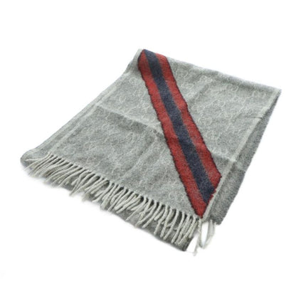 Gucci Scarf Shawl Logo Sherry Line GG Pattern Fringe Gray - GY11 MQ - OH