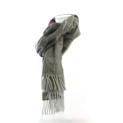 Gucci Scarf Shawl Logo Sherry Line GG Pattern Fringe Gray - GY11 MQ - OH