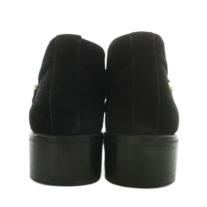 Gucci Chukka Boots Suede Short Round Toe Monk Strap 37 24cm (9.45in) Black XZ -