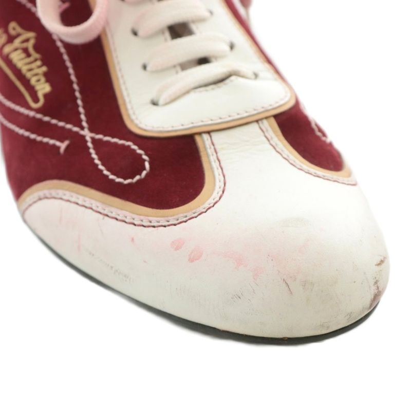 Louis Vuitton Sneakers Suede Leather Low Cut Logo Embroidery 6 25cm (9.84in)