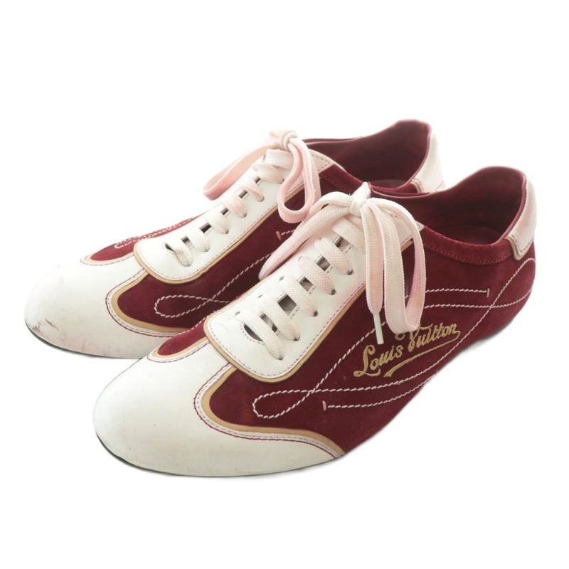 Louis Vuitton Sneakers Suede Leather Low Cut Logo Embroidery 6 25cm (9.84in)