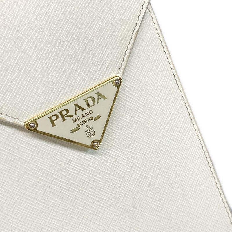 Prada Shoulder Bag - White Phone Pochette Chain Shoulder Strap Detachable