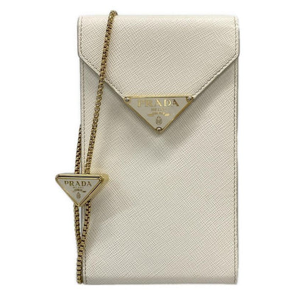 Prada Shoulder Bag - White Phone Pochette Chain Shoulder Strap Detachable