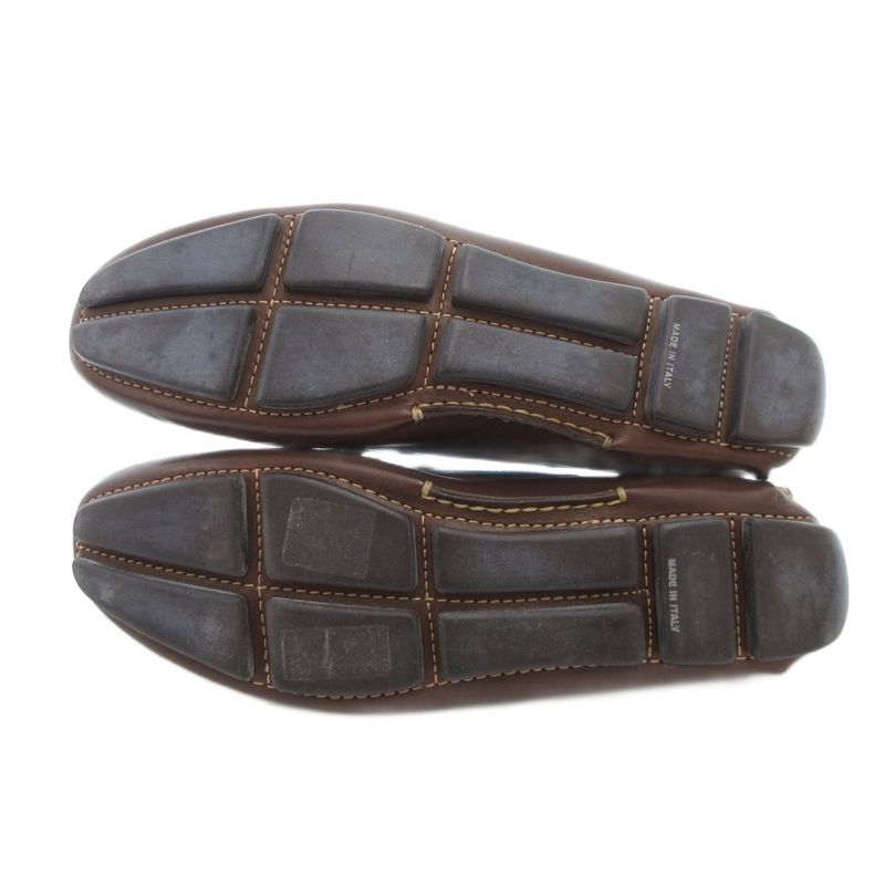 Prada Loafers Leather Logo Stitching Bicolor 35 Blue Brown JS - GY11