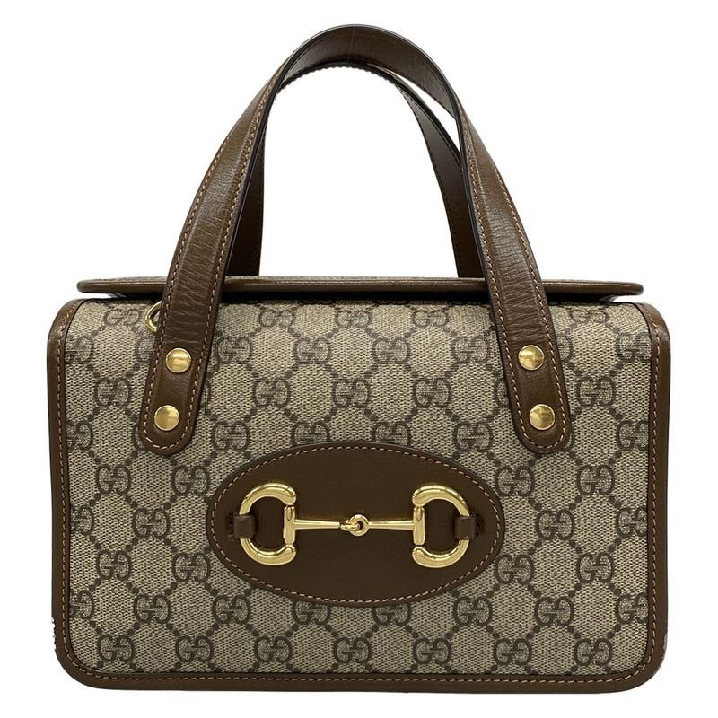 Gucci Handbag Horsebit 1955 645453 Beige X Dark Brown X Brown Leather