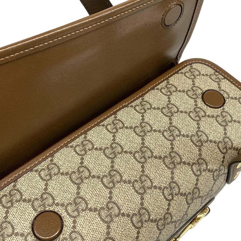 Gucci Handbag Horsebit 1955 645453 Beige X Dark Brown X Brown Leather