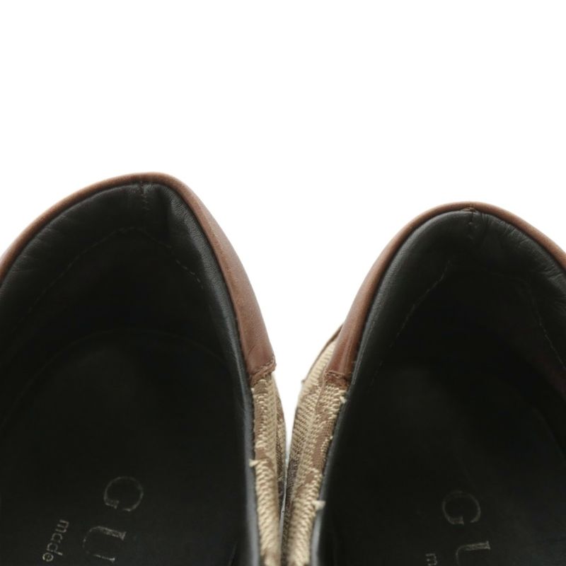 Gucci Sneakers GG Canvas Leather Low Cut Double Strap Velcro 41 26cm (10.24in)