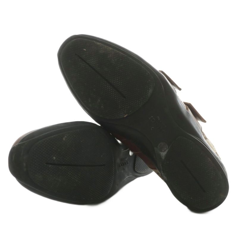 Gucci Sneakers GG Canvas Leather Low Cut Double Strap Velcro 41 26cm (10.24in)