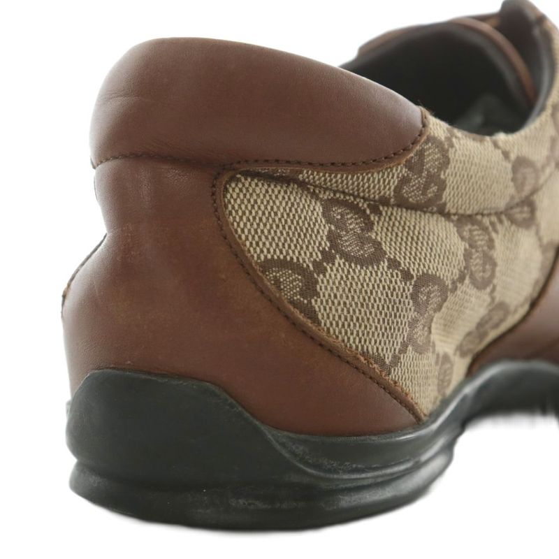 Gucci Sneakers GG Canvas Leather Low Cut Double Strap Velcro 41 26cm (10.24in)