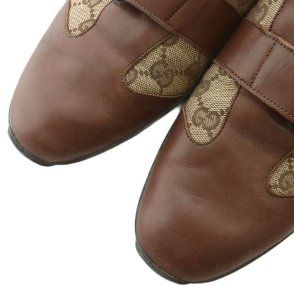 Gucci Sneakers GG Canvas Leather Low Cut Double Strap Velcro 41 26cm (10.24in)