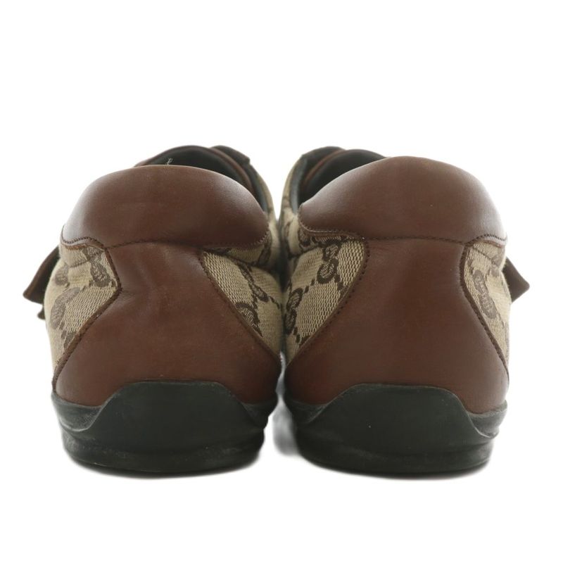 Gucci Sneakers GG Canvas Leather Low Cut Double Strap Velcro 41 26cm (10.24in)
