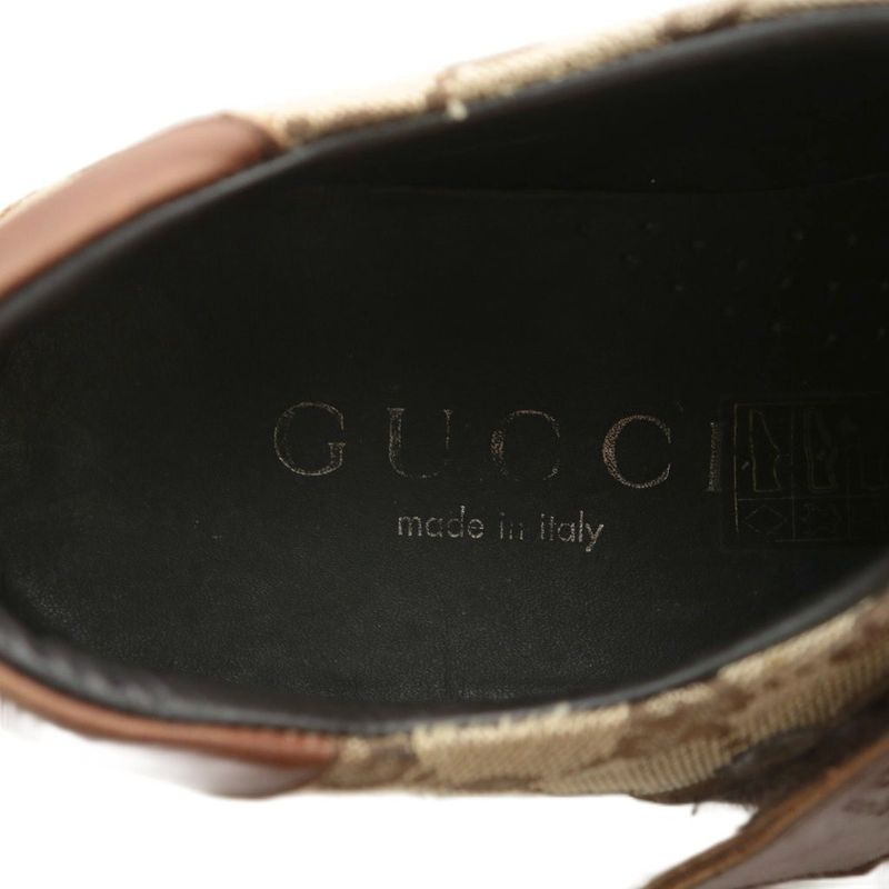 Gucci Sneakers GG Canvas Leather Low Cut Double Strap Velcro 41 26cm (10.24in)