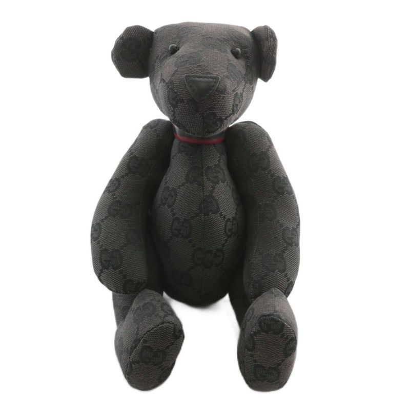 Gucci Stuffed Toy Doll Teddy Bear GG Canvas Total Logo Black XZ - OH - GY19