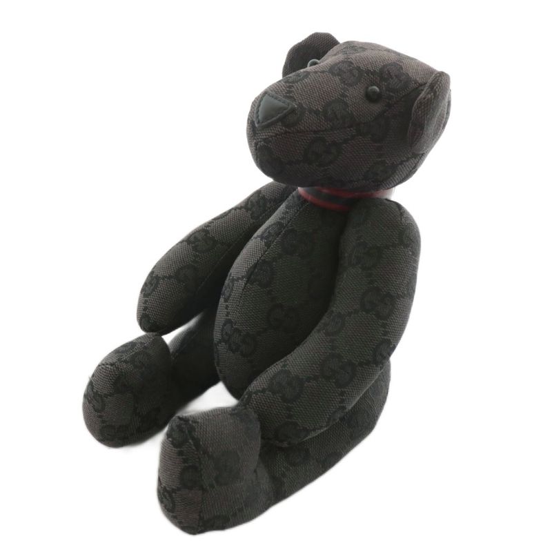 Gucci Stuffed Toy Doll Teddy Bear GG Canvas Total Logo Black XZ - OH - GY19