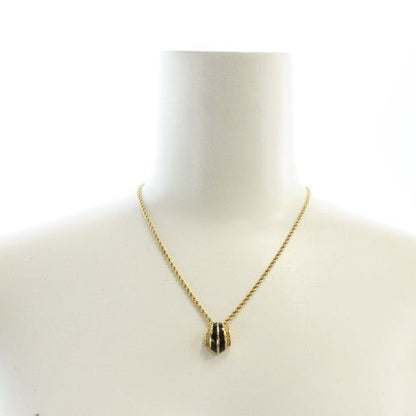 Christian DIOR Necklace Accessories Pendant Rhinestone Logo Engraved Gold Color