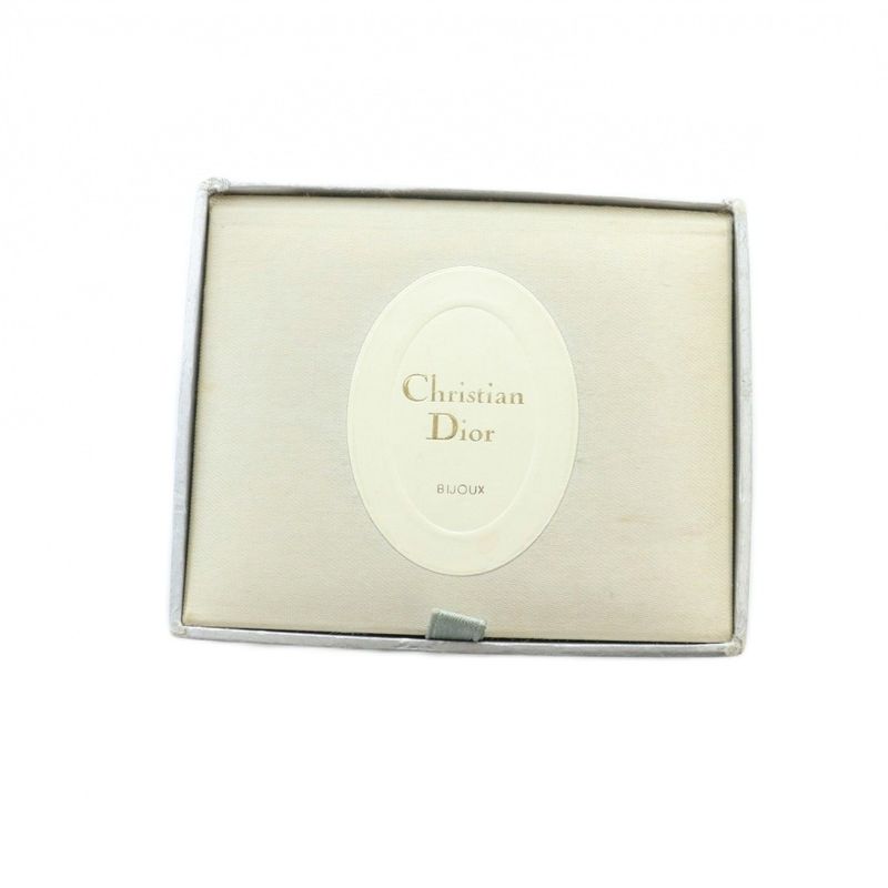 Christian DIOR Necklace Accessories Pendant Rhinestone Logo Engraved Gold Color