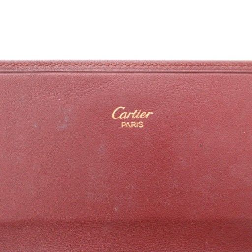Cartier Must Line Double C Long Wallet Logo Leather Genuine Leather Red AE -
