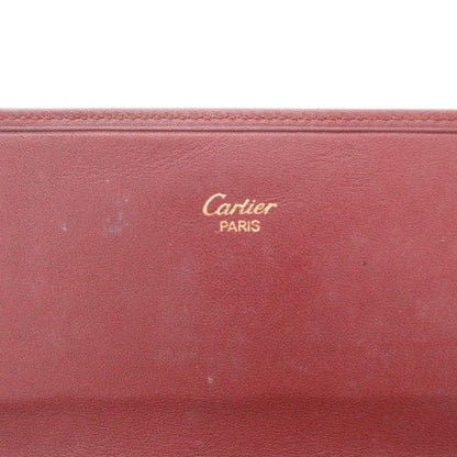 Cartier Must Line Double C Long Wallet Logo Leather Genuine Leather Red AE -