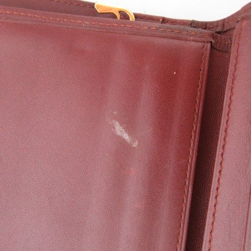 Cartier Must Line Double C Long Wallet Logo Leather Genuine Leather Red AE -