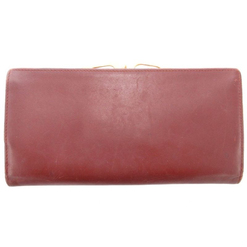 Cartier Must Line Double C Long Wallet Logo Leather Genuine Leather Red AE -
