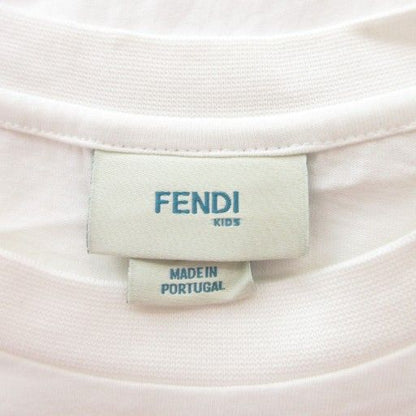 Fendi Long T Shirt Cut And Sewn 12A Long Sleeve Logo Embroidery Crew Neck White