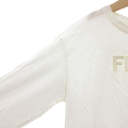 Fendi Long T Shirt Cut And Sewn 12A Long Sleeve Logo Embroidery Crew Neck White