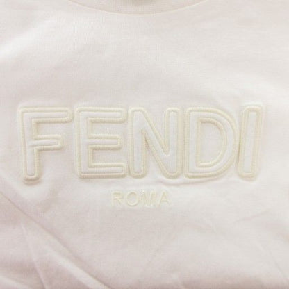 Fendi Long T Shirt Cut And Sewn 12A Long Sleeve Logo Embroidery Crew Neck White