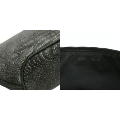 Gucci Handbag Accessories Pouch GG Canvas Leather Total Logo Silver Hardware