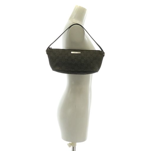 Gucci Handbag Accessories Pouch GG Canvas Leather Total Logo Silver Hardware