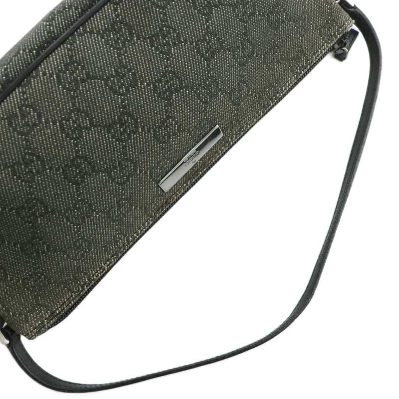 Gucci Handbag Accessories Pouch GG Canvas Leather Total Logo Silver Hardware