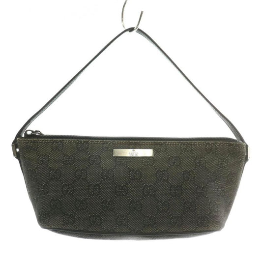 Gucci Handbag Accessories Pouch GG Canvas Leather Total Logo Silver Hardware