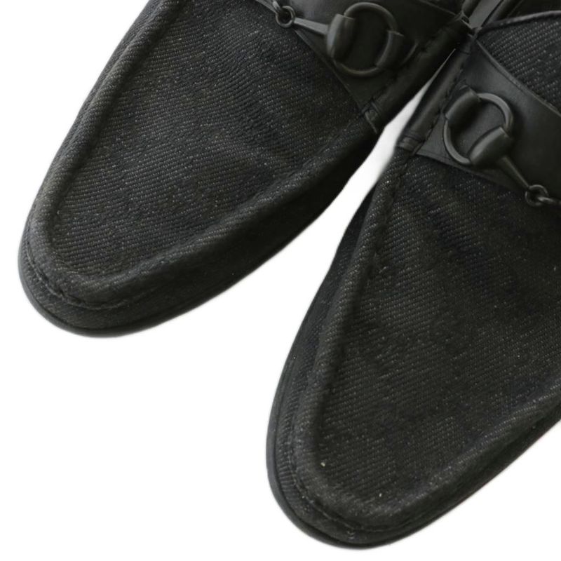 Gucci Loafer GG Canvas Leather Horsebit Total 40 25cm (9.84in) Black 102706 XZ