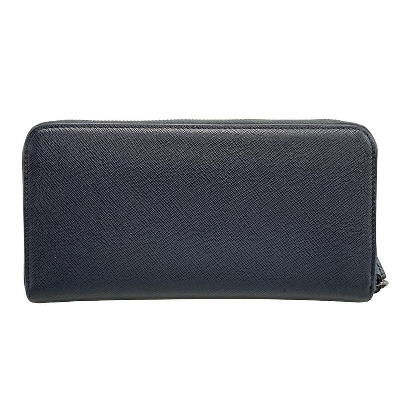 Prada Long Wallet - Navy Round Zipper Leather