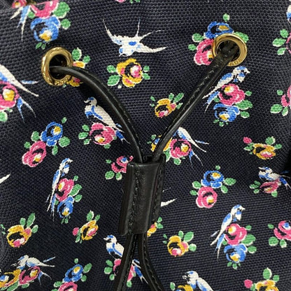 Prada Handbag - Black X Beige X Multi Drawstring Shape Bird And Flower Pattern