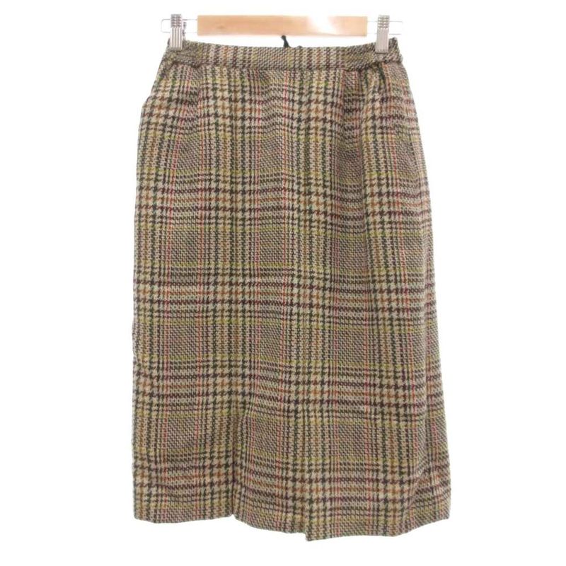 Christian DIOR Sports Vintage Setup Skirt Suit Jacket Alpaca Plaid M Beige