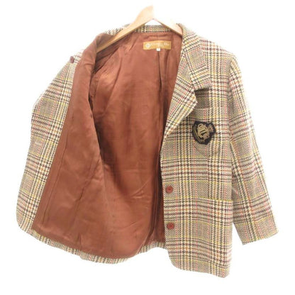 Christian DIOR Sports Vintage Setup Skirt Suit Jacket Alpaca Plaid M Beige