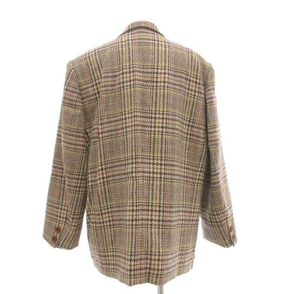 Christian DIOR Sports Vintage Setup Skirt Suit Jacket Alpaca Plaid M Beige