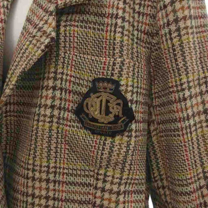 Christian DIOR Sports Vintage Setup Skirt Suit Jacket Alpaca Plaid M Beige