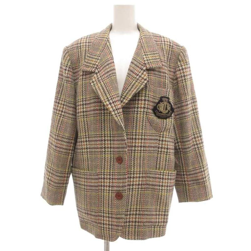 Christian DIOR Sports Vintage Setup Skirt Suit Jacket Alpaca Plaid M Beige