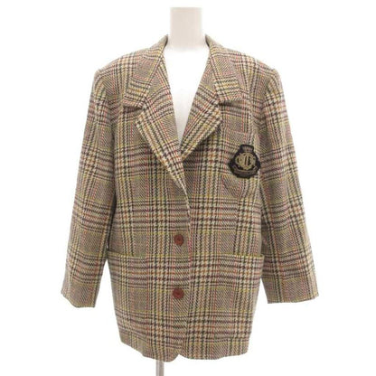Christian DIOR Sports Vintage Setup Skirt Suit Jacket Alpaca Plaid M Beige